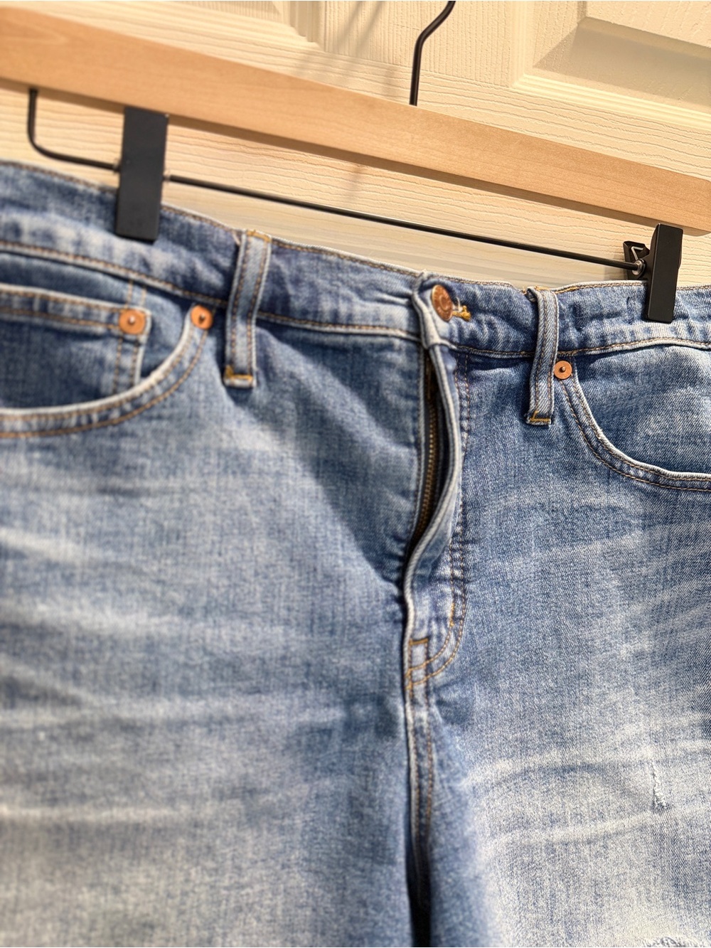 Madewell High Rise Denim Shorts Size 31 Blue Wash Raw Hem Cutoff Jean Shorts - Picture 5 of 10